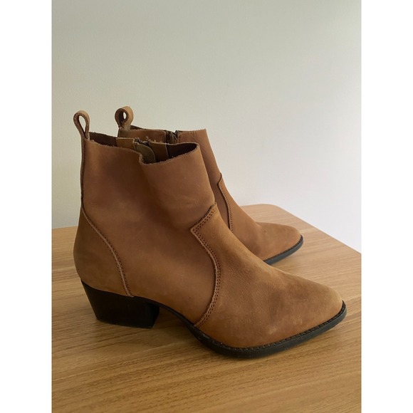 Splendid Shoes - Splendid Genuine Leather Ankle Boots Brown Womens Size 7 Zip Western Booties